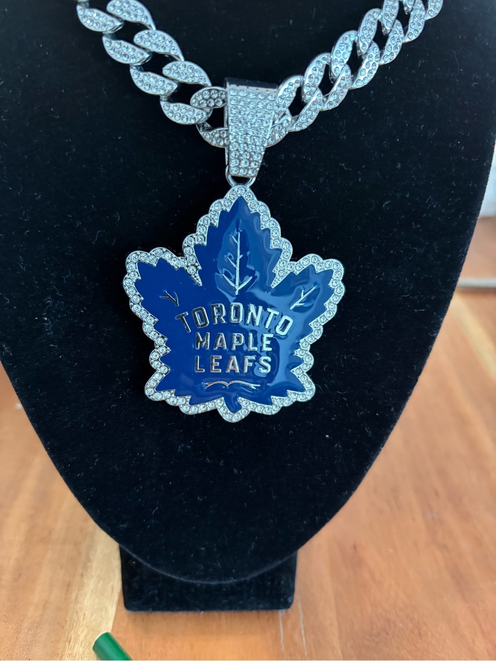 NHL Toronto Maple Leafs Blue and Silver Crystal Pendant Necklace